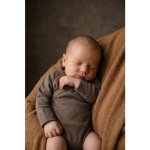 Wollen Overslagromper lange mouw – Merinowol – Walnut 56