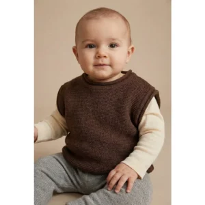 Merinowol gebreide baby spencer - Carob 44